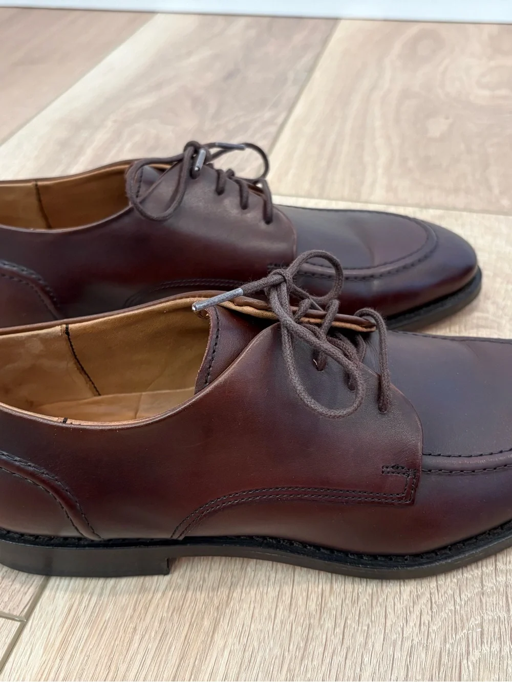 Allen Edmonds Raymond Apron Toe Derby Shoes 9 D Mahogany Brown Leather